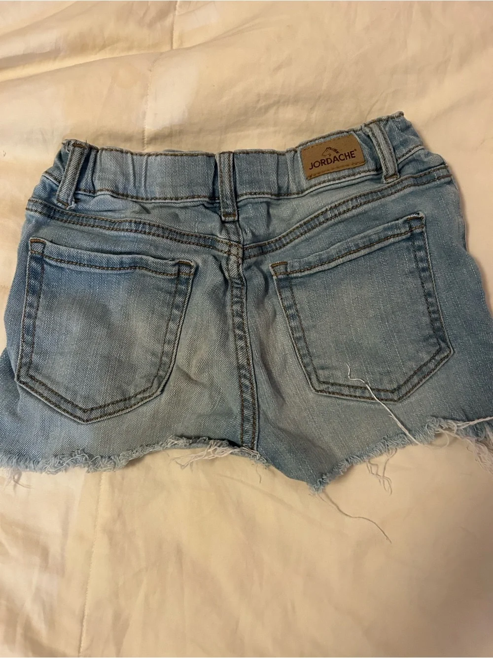 Jordache Light Blue Distressed Button-Front Denim Shorts